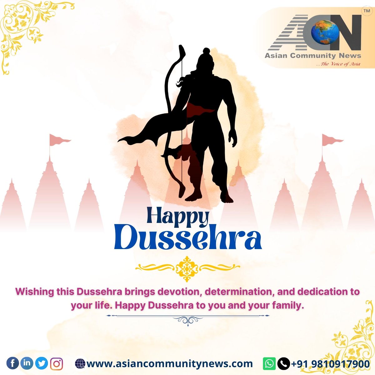 Asiancommunity1's tweet photo. Truth always leads to victory. We wish you every happiness and the fulfilment of all your dreams. Happy Dussehra to you and your family.
#HappyDussehra2022 #HappyDussehra
#AsianCommunityNews #Gurugram #DelhiNCR https://t.co/L1bS5XxnPD