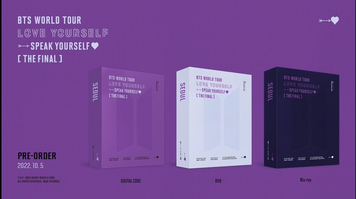 Dysfunctional59's tweet photo. Wts lfb
Love Yourself Speak Yourself The Final
Open for Reservation . NO CANCELLATION PLS. PRICE TBA
Dp 500 Wthn 2 day
💸Dvd - 2,600
Rb Dec 15
Release Date Oct 25
💸Digicode - 2,950
Rb Dec 15
Release Date Oct 21
💸Bluray - 2,950
Rb Jan 15
Release Date Nov 30 https://t.co/FBHTGfEquQ