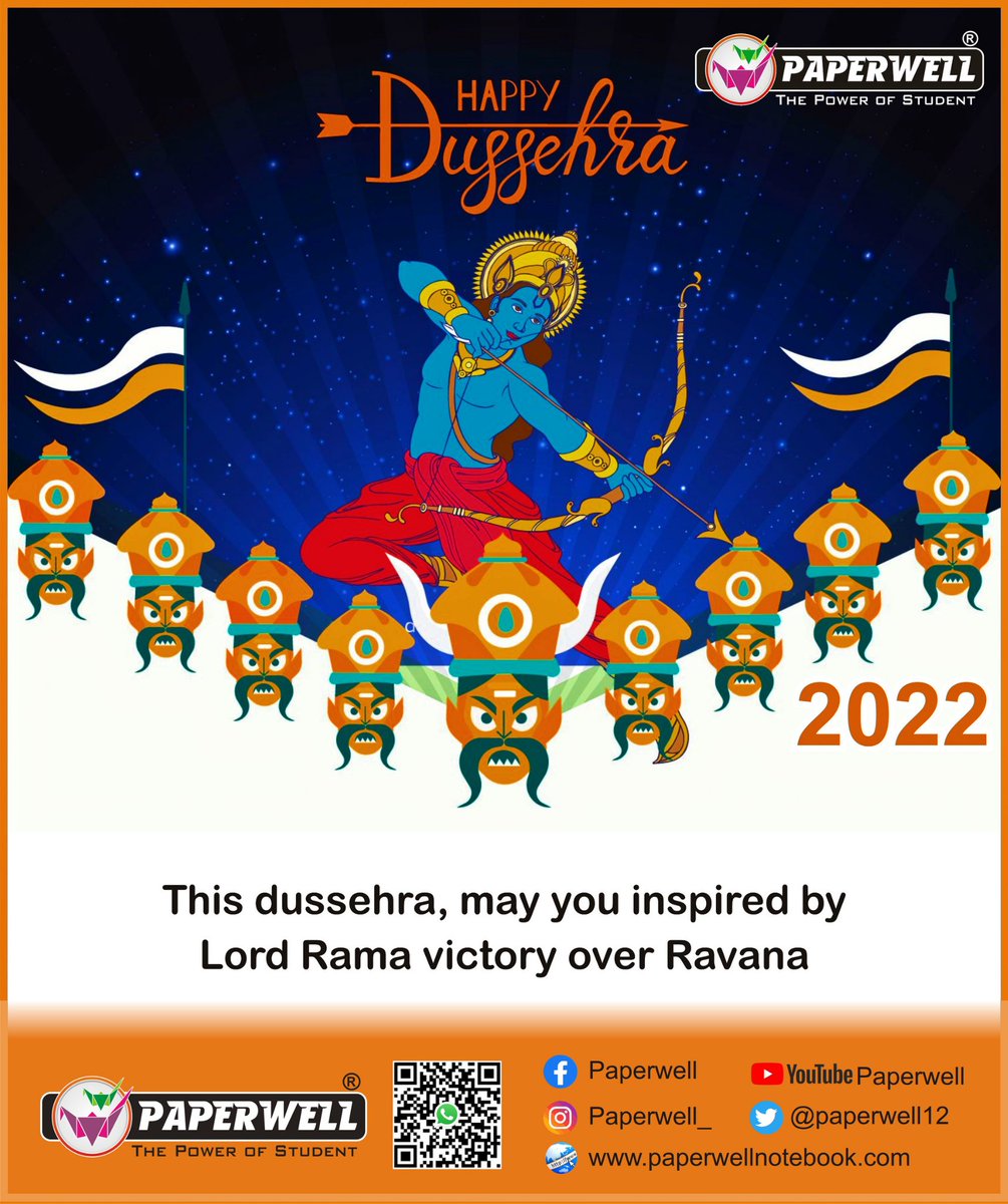 paperwell12's tweet photo. PAPERWELL Wishes You a Very Happy &amp; prosperous Dussehra

#stationary #stationerylover #dussehra #festivevibes #goodoverevil #fesivalsofindia #festival #paperwellnotebook #paperwell #paperwellproducts https://t.co/tGDF63lngW