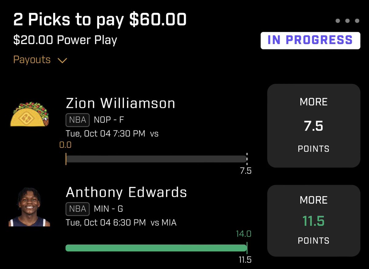 DatNoobADAM's tweet photo. No sweat cash #GamblingTwitter #PrizePicks #NBA #ZionIsBack #AntMan https://t.co/pwd4q9QUkc