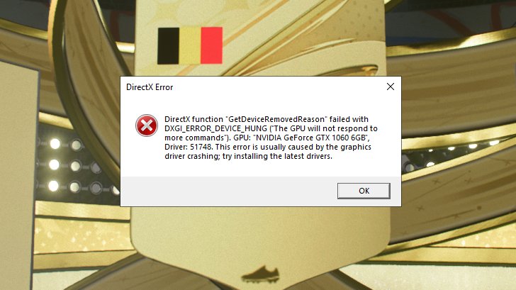 fpskoe's tweet photo. @EAFIFADirect everytime I open a pack I got an directx error https://t.co/isUwf8mV0r
