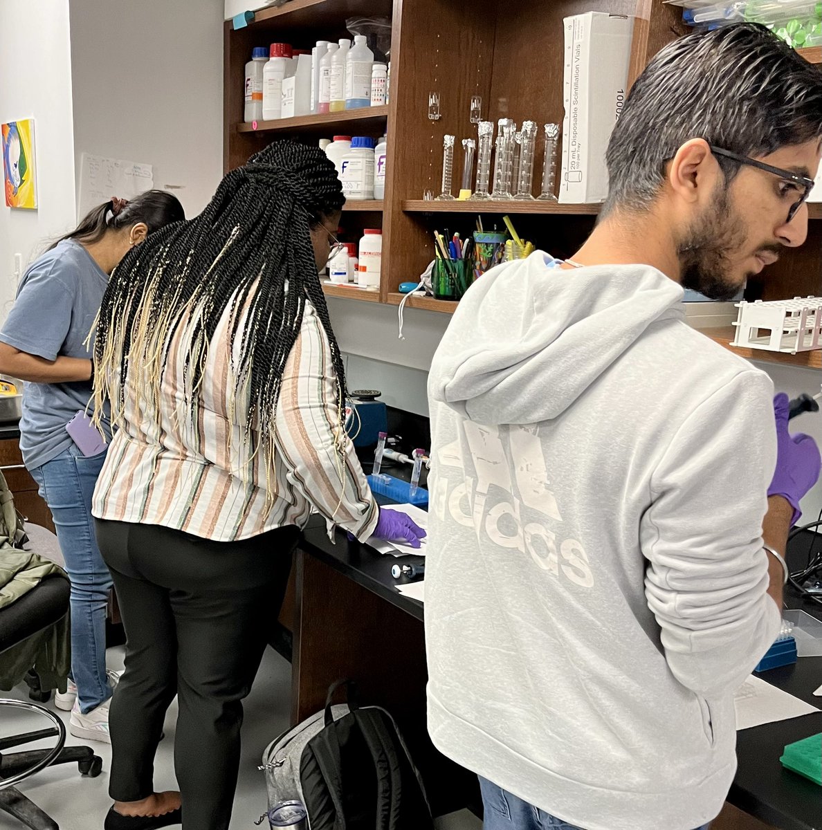 KriWillett's tweet photo. Bradford Assay Day in our Methods Grad class - I always love watching our #medchem students pipetting 😜 who will have the best std curve R2?!? #Etox #PHCL #PCOG ??? @OleMissBMS https://t.co/WVpAKKeioK