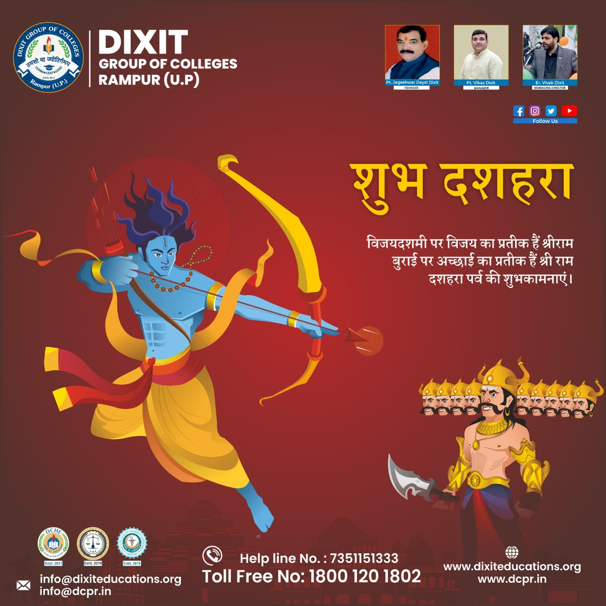 dixit_group's tweet photo. On the auspicious occasion of Dussehra, burn all ego, hatred, and anger within you, along with the effigy of Ravana! https://t.co/bEyyL6veae