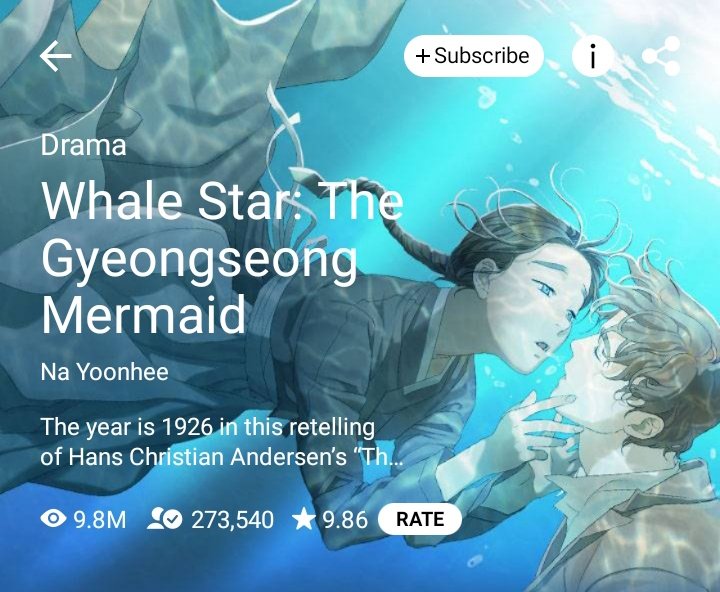 Crazywebtoon's tweet photo. Today's pick is "Whale Star: The Gyeongseong Mermaid" by Na Yoonhee. 
Genre : Drama

Personally this is one of my favorite Webtoon. You will feel each and every emotion portrayed through the characters. Don't skip to the ending and go with the flow. 
#webtoon #WEBTOON夜話 https://t.co/NiEm6bYxu3