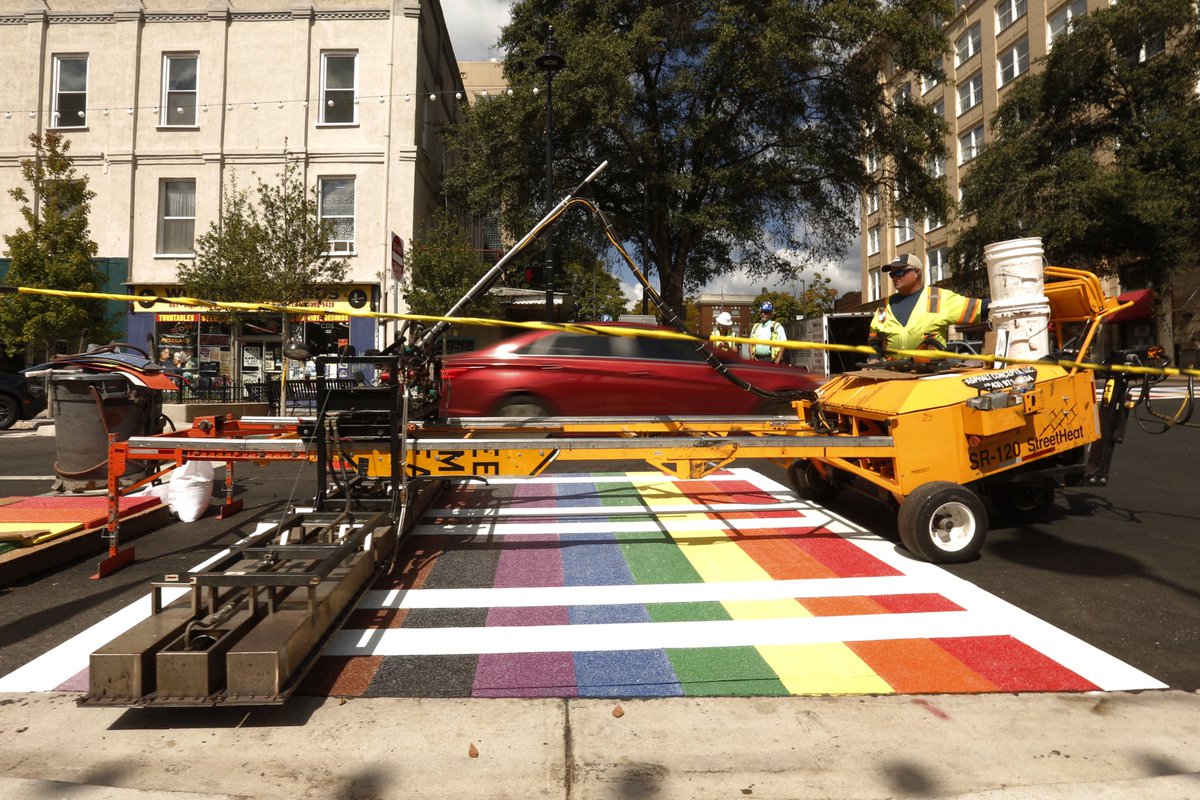 Joshua L. Jones (@_joshljones) on Twitter photo Rainbow crosswalks were installed at the intersection of East Clayton Street and College Avenue in downtown Athens, Ga., on Tuesday. A dedication will be held on Oct. 11th at 11 a.m. read more about this <a href="/onlineathens/">Athens Banner-Herald</a> Rainbow crosswalks were installed at the intersection of East Clayton Street and College Avenue in downtown Athens, Ga., on Tuesday. A dedication will be held on Oct. 11th at 11 a.m. read more about this <a href="/onlineathens/">Athens Banner-Herald</a>
