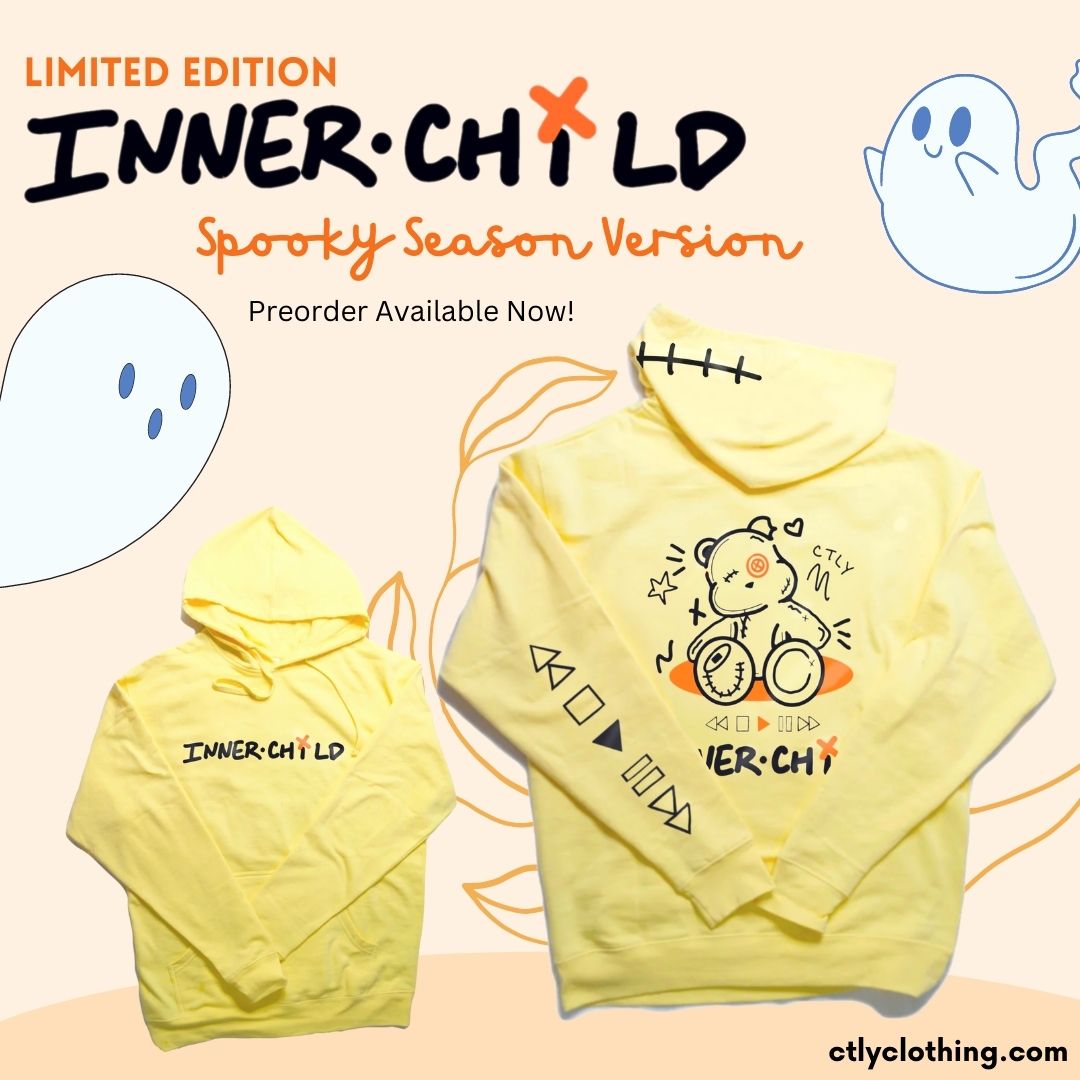 ctlyclothing's tweet photo. SPOOKY SEASON IS FINALLY HERE! What better way to celebrate it than having a hoodie for it! Our limited edition "Inner Child" hoodie is now available for preorder and will be officially available from October 15, 2022 until November 30, 2022. Only at https://t.co/rkVInGRYzT 
#NEW https://t.co/aJ6o4iY50Y