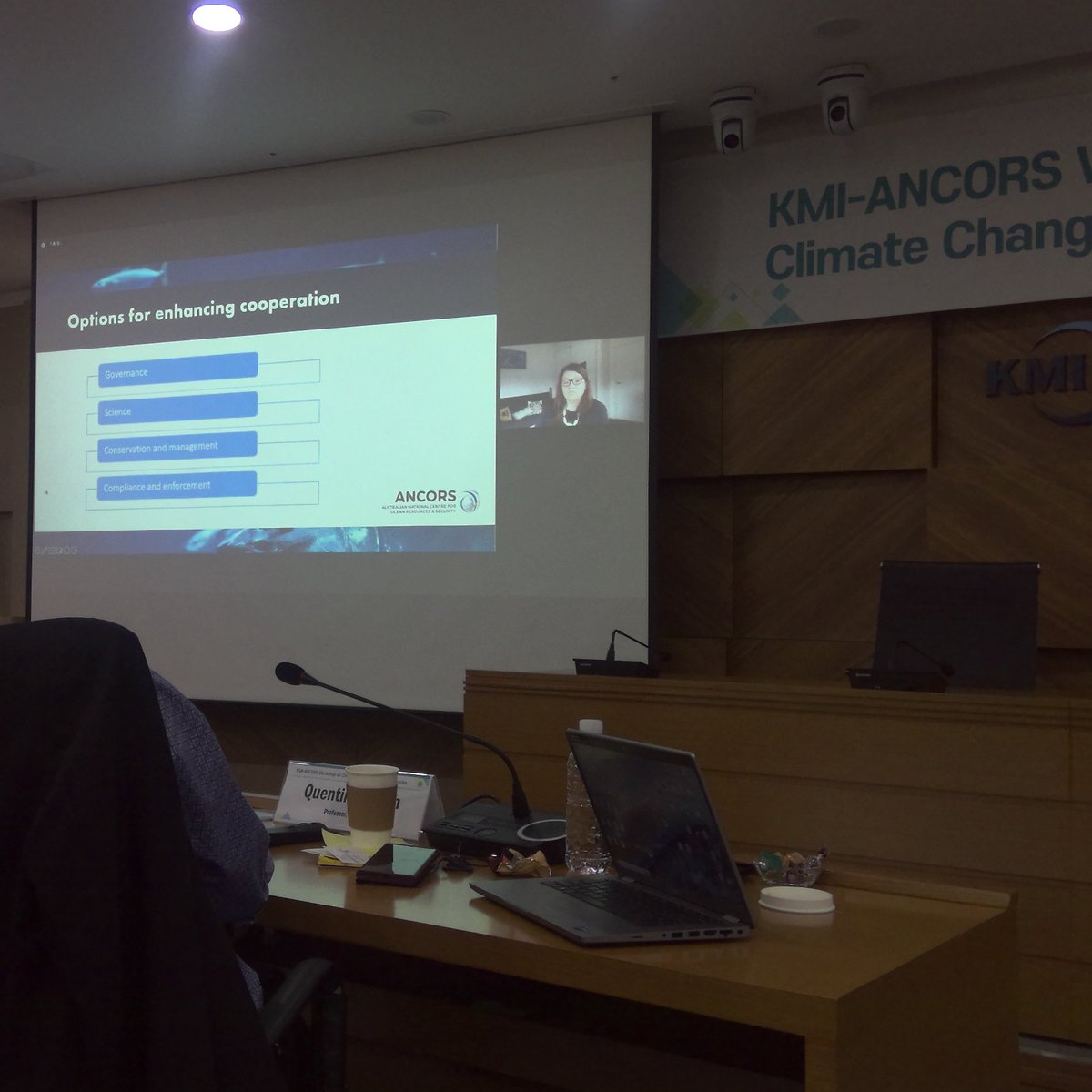 OceanEquityAUS's tweet photo. Rethinking fish management in the WCPO? Some thought-provoking ideas from @camillejgoodman  and Kamal Azmi on how to respond effectively and equitably to climate change impacts on tuna at the KMI_ANCORS workshop today. https://t.co/VFtVqsKwla
