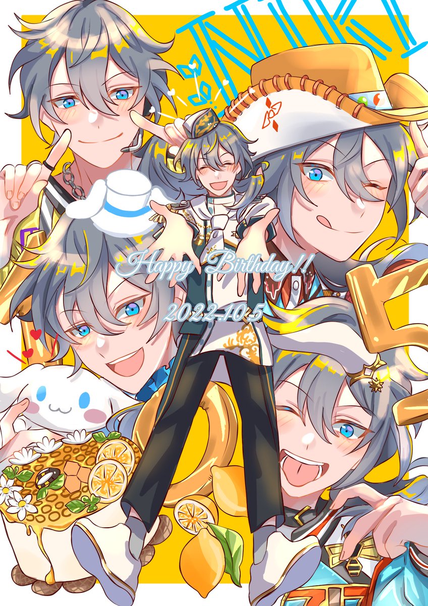 one eye closed blue eyes tongue smile 1boy hat tongue out  illustration images