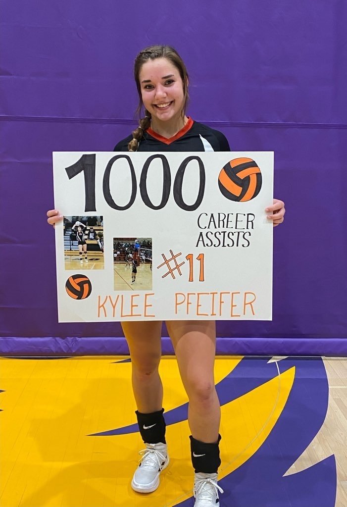 USD388's tweet photo. Congratulations to Kylee Pfeifer for 1,000 varsity career setting assists as a Junior! She reached her goal during the second set of the Wakeeney-Trego match tonight! 
#AllAboard #KeepTheTrainRolling

@sportsinkansas https://t.co/gitd7ExM2U