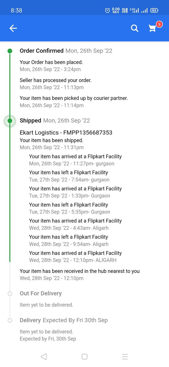 I ordered milton bottle on 22rd Sep. Initially delivery date was 30sep bt <a href="/Flipkart/">Flipkart</a> rescheduled the order to 2nd Oct due to unforeseen issue. Nw on 4th Oct they are asking for another 3 days due to logistics constraints.

<a href="/Flipkart/">Flipkart</a>
<a href="/flipkartsupport/">FlipkartSupport</a>
#FlipkartDoglaHai