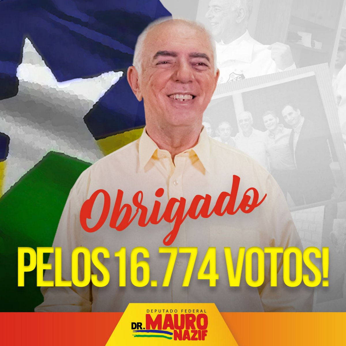 nazif_dr's tweet photo. Olá pessoal, quero agradecer a Deus e a todas as pessoas que estiveram com a gente e aos 16.774 votos de confiança que tivemos. São 34 anos de vida pública com responsabilidade, resultados e ficha limpa, e tenho muito alegria de sempre ter lutado por ideais e justiça. 
Obrigado! https://t.co/3LXtEwYeuI