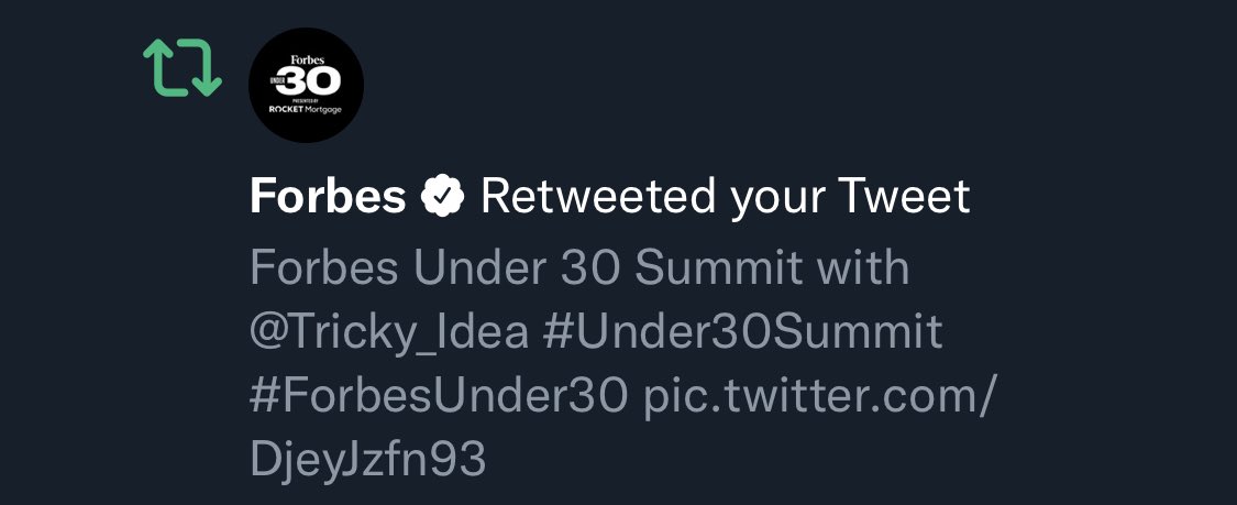 JoshuaSilets's tweet photo. Getting a Forbes retweet is a pretty great way to end the U30 summit https://t.co/S6Dy4RSFtJ