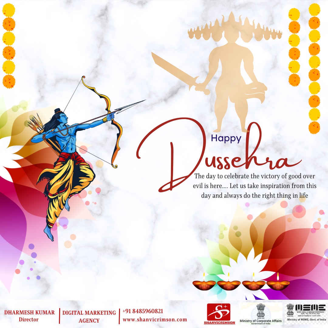 DharmeshRao16's tweet photo. Let us come together to celebrate the victory of good over evil on this auspicious day.
#shanvicrimson  wishes you all a very Happy Dussehra. 
.
.
.
.
.
.
.
.
#HappyDussehra2022 #HappyDussehra #HappyVijaydashmi2022 https://t.co/jWCUpjVXGL