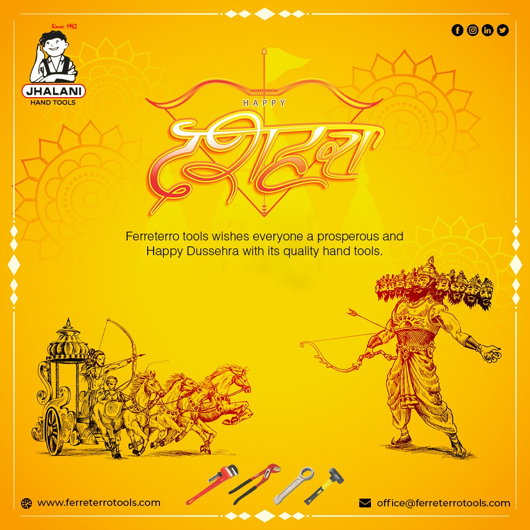 ToolsJhalani's tweet photo. #Ferreterrotools wishes everyone a prosperous and happy #Dussehra with its quality #handtools.

#dussehrafestival #dussehraspecial #dussehrafestival #Dussehra2022 #happydussehra #vijayadashmi #tool #hardwarestore #hardware #manufacturer #tools #Jhalanitools #mechanical #handtool https://t.co/A4yBs5Q3db