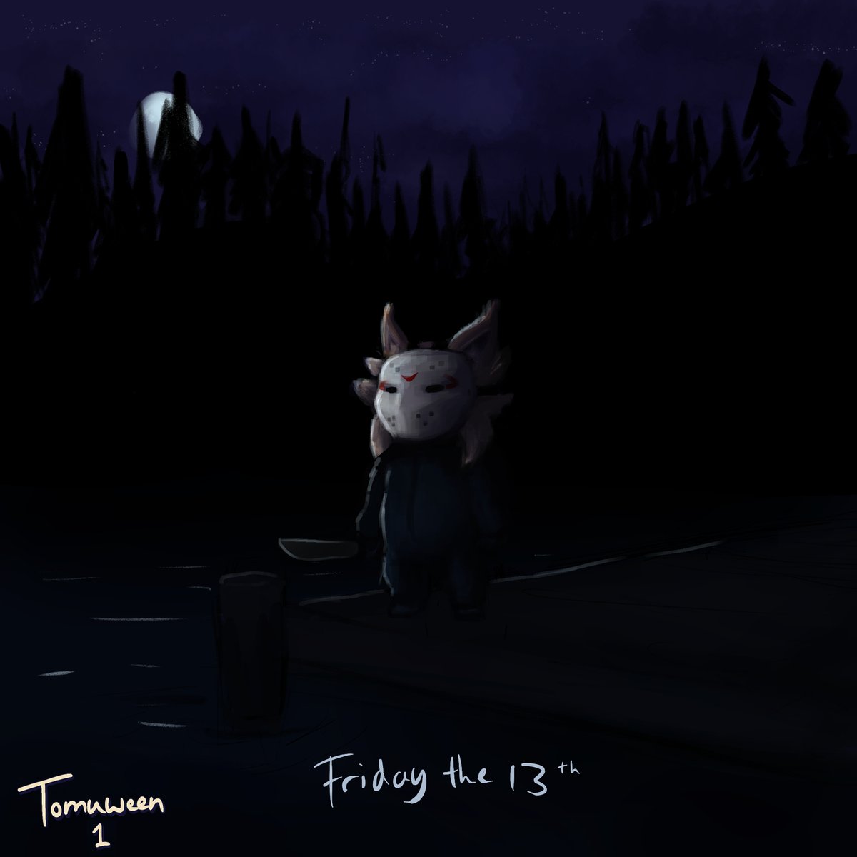 Sycorix9's tweet photo. Here is the first Tomuween painting. Him as Jason from Friday the 13th. Trying to spend about an hour at most on these ones currently especially since I'm a few days behind on them. 

#drawingchallenge #Tomuween #halloween https://t.co/gdmuBPC21g