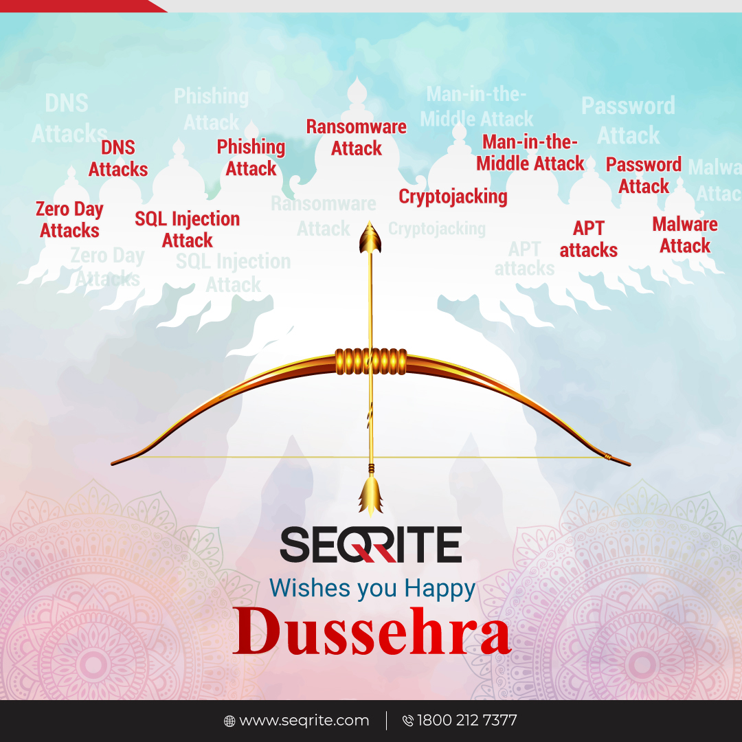 Seqrite's tweet photo. This Dussehra, let's burn the ten evils of #cybersecurity and secure your enterprise. Wish you all a very Happy and Safe Dussehra!
#SEQRITE #HappyDussehra #SecureItRight https://t.co/JhlGv8FJ2L