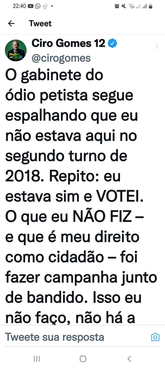 GapLeandro's tweet photo. @cirogomes Ou seja, não se escreve o que vc fala seu fanfarrão.

O PRINT É ETERNO! https://t.co/RfqzS8l8yX