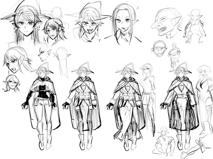 ふたけのキャラデザが難しい ちゃんとした冒険者スタイルで行くか、エロに振るか、せっかく入れ替わるならがっちり清楚な方がいい気も…… 