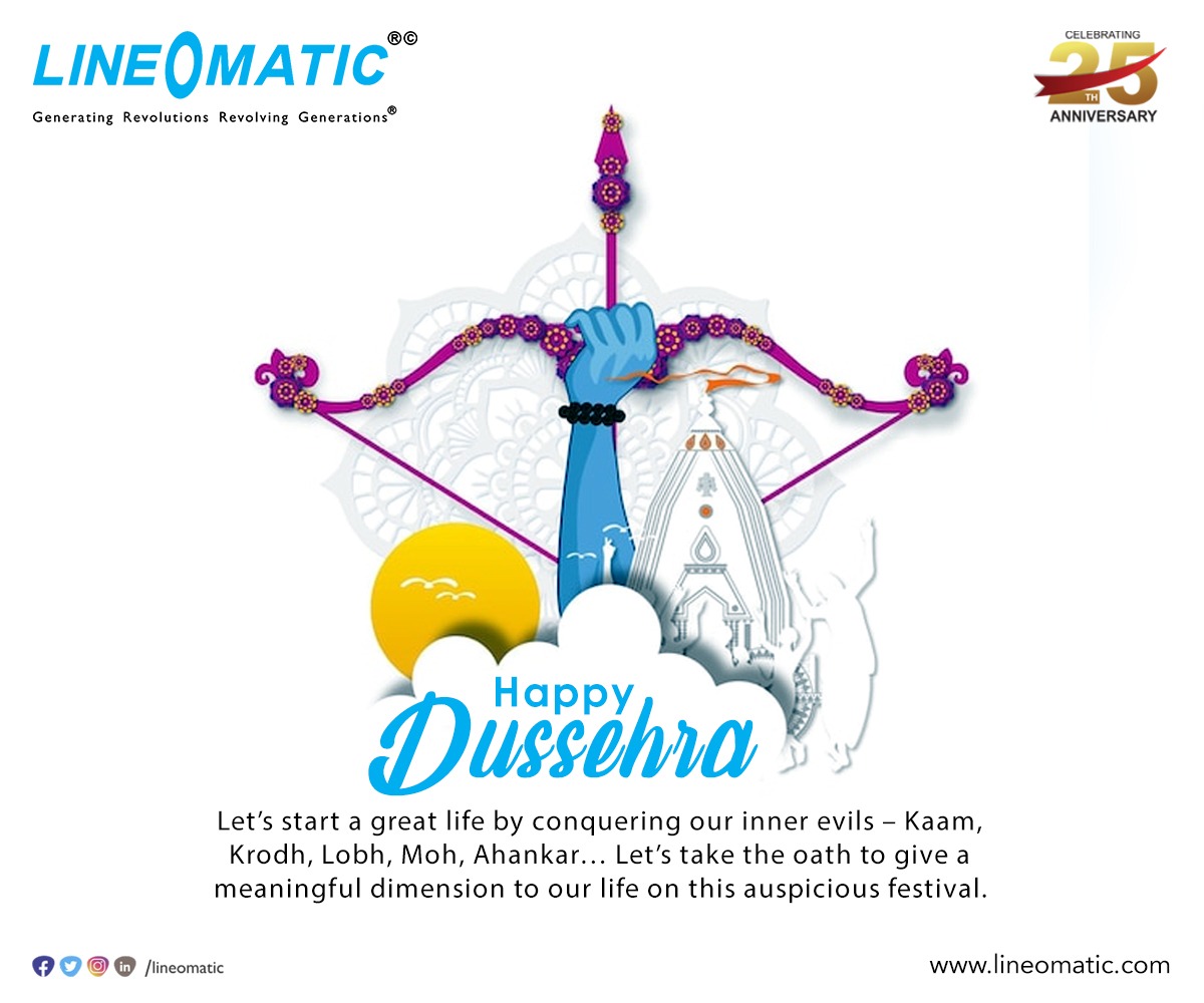 lineomatic's tweet image. Let's start a great life by conquering our inner evils- Kam, Krodh, Lobh, Moh, Ahankar... Let's take an oath to give a meaningful dimension to our life on this auspicious festival!
@lineomatic wishes you all a very happy #Dussehra. #paperstationery #paperconverting #packaging