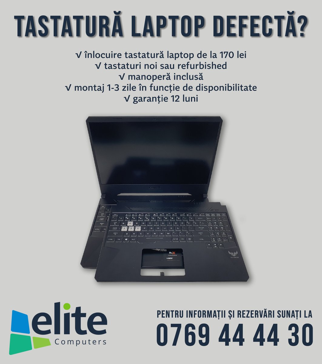 elitecomputers_'s tweet photo. Tastatura laptopului tău e defectă? La ELITE Computers Service Brasov o înlocuim cu una nouă. Sună acum la 0769 44 44 30
⏱ Laptopul va fi gata in 1-3 zile
🏆 Folosim doar produse originale noi sau recondiționate
🏢 13 Decembrie 129, zona Coresi
☎️ Rezervari la: 0769 44 44 30 https://t.co/KbJZLpRm2W