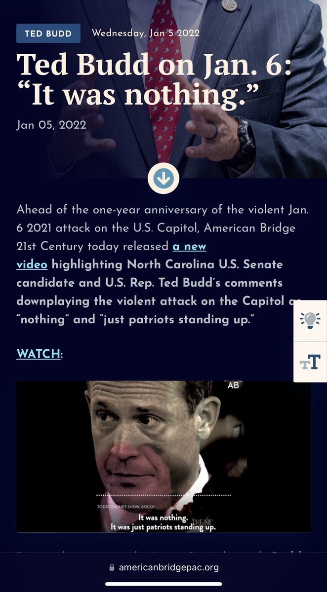 aggie4552's tweet photo. @TedBuddNC Fake empathy for others it’s the Ted Budd way. Officers died on Jan 6. The blue you supposedly support died on Jan 6 and you called it “nothing”, “just patriots”. #votebeasley if you want someone who really cares about North Carolina and it’s people. #fted https://t.co/ngu9JSACeo