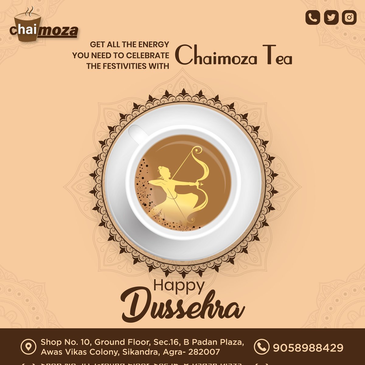 MozaChai's tweet photo. #happydussehra
Get all the energy you need to celebrate the festivities with Chaimoza Tea

Happy Dussehra
.
#happydussehra #chaimoza #dusshera #chaimozatea #goodoverevil #festival #celebratedusshera #dusshera💥 #festive #dussehra2022 #dusshera_vibes https://t.co/J21odFQaB5