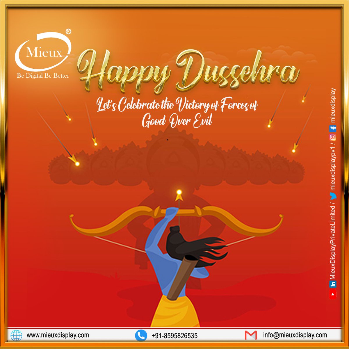 mieuxdisplaypv1's tweet photo. This is the time for glorification and celebrationβ¦. Wishing a very Happy Dussehra to you full of strength to always fight for the right thing in life.β
#navratri #MieuxDisplay #india #durgapuja #Delhi #jaimatadi #durga #festival #Delhi #instagram #devi #maadurga #photography https://t.co/cCRTbue755