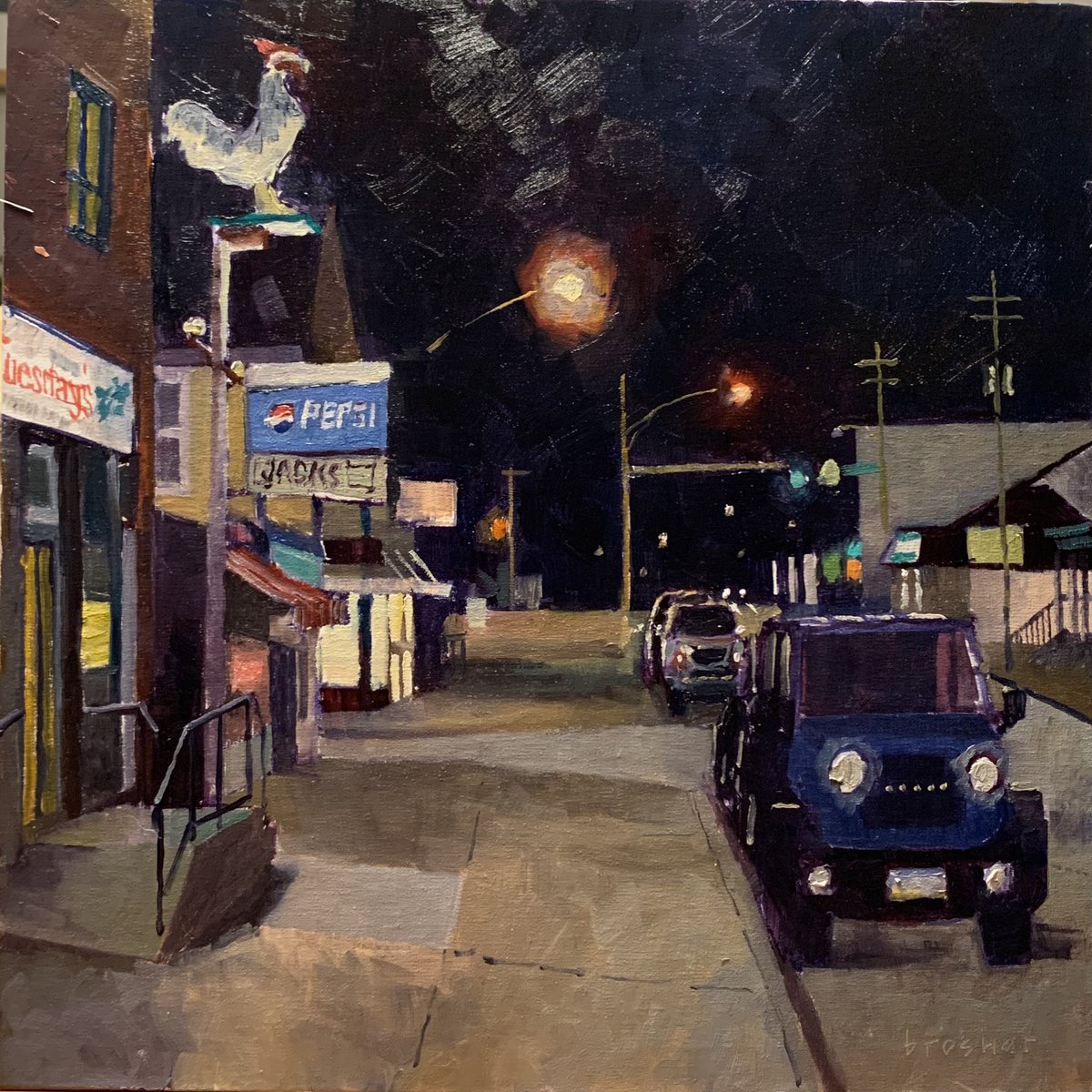mikeb4i8's tweet photo. Two oil nocturnes and a watercolor landscape painting over the last 2 evenings and this morning. #bluffstrokes https://t.co/8Ed3xC5QjH