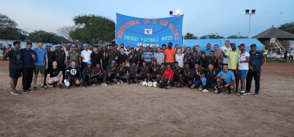 InternationalDay of Non Violence - INDBATT-2 CONDUCTS FRIENDLY FOOTBALL MATCH ON OCCASION OF GANDHI JAYANTI. INDBATT-2 as part of UNMISS conducted a friendly football match with ETHBATT-2 (contingent from Ethiopia) on the occasion of Gandhi Jayanti to spread the message of.