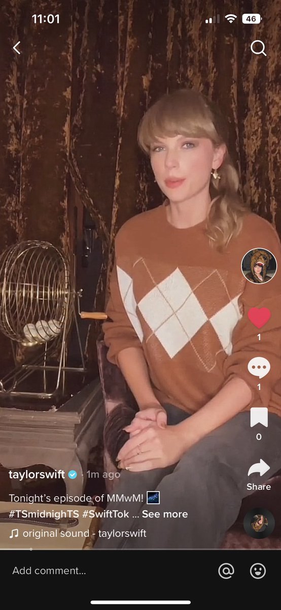 SHES WEARING THE SWEATER FROM ALL TOO WELL FILM AND THE SONG IS CALLED BEJEWELED??? A NEVER-NEEDY EVER-LOVELY JEWEL WHOSE SHINE REFLECTS ON YOU????? 
#MidnightsMayhemWithMe #TSmidnightTS