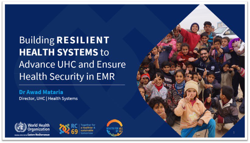 AwadMataria's tweet photo. @Saeed_salah Thank you @Saeed_salah!
Stay tuned! More to come on Oct 11th as we share a full fledge strategy for building “Resilient health systems” in #EMR towards the dual goals of #UHC & #Health_Security
Lessons from the pandemic should not go unlearnt. https://t.co/UWtB7s7ueZ