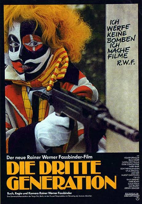 CinemaRareIN's tweet photo. A wildly anarchic satire of urban guerrilla warfare in which leftist radicals inadvertently become puppets of the West German govt. which uses them to justify its authoritarian policies.

#TheThirdGeneration (1979, German) by #RainerWernerFassbinder, out now on @mubiindia. https://t.co/vGSjFC6zNT