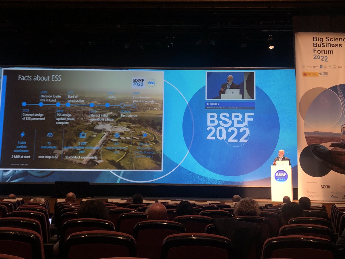 essneutron's tweet photo. #ESS Technical Director Kevin Jones giving @BSBF2022 a status and progress update about @essneutron, the  next-generation neutron source under construction in 🇸🇪through a wide European collaboration, and the future  #procurement plans and #businessopportunities. #technology https://t.co/D3Xf5YO6q1