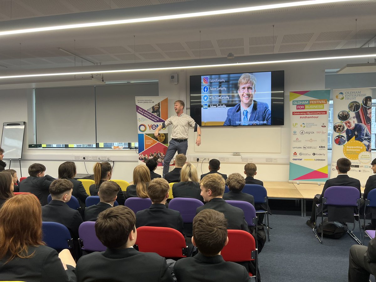 k4shf's tweet photo. @TheAdamCorbally brilliant to have a former #TheApprentice contestant come to #inspireenterprise event run by @oldhament_trust 👍today @OldhamCollege 👏 with @mahdloyouthzone @_dreambigsports #oldhamboxing great turn from schools @MohonAli10 #oldhamhour #loveoldham @OsmanSayyed https://t.co/YTtbJnRFr3