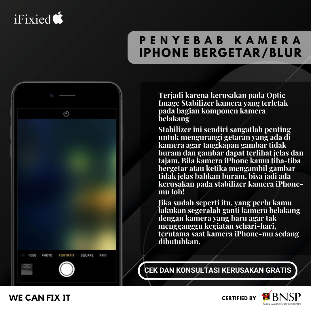 iFixied's tweet photo. KAMERA IPHONE BERGETAR ATAU BLUR ???
Ada sedikit penjelasan dari kami mengenai kerusakan kemera iPhone, poin utamanya supaya kamu paham kamera iPhone kamu memang rusak atau tidak .
#wecanfixit #cekdankonsultasigratis #serviceiphone #lebihhemat https://t.co/nUEJs3J4Fv