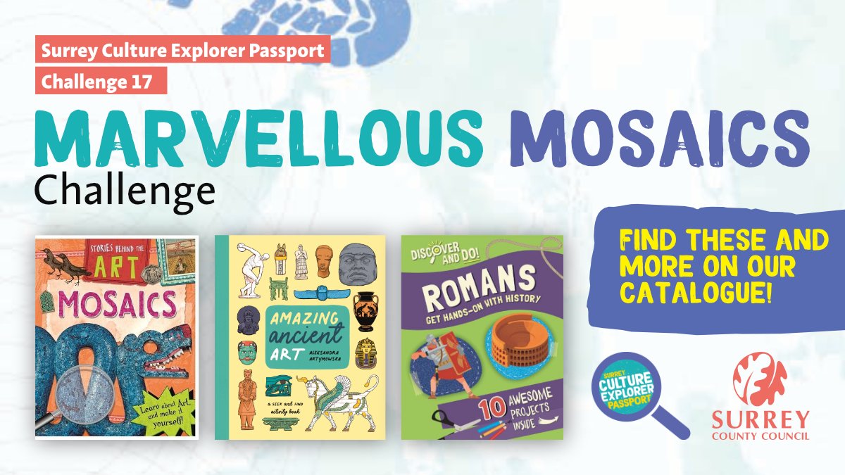 SurreyLibraries's tweet photo. Are you ready to make a mosaic for the last #SurreyExplorer Culture Passport challenge? π¨
Find these and more here πhttps://t.co/F0a6b4HQln
Find out more about Culture Explorer here πhttps://t.co/rMQzoEY2Tb
@CILIPinfo @libsconnected #LibrariesWeek #NeverStopLearning https://t.co/jhxnEHA2UB
