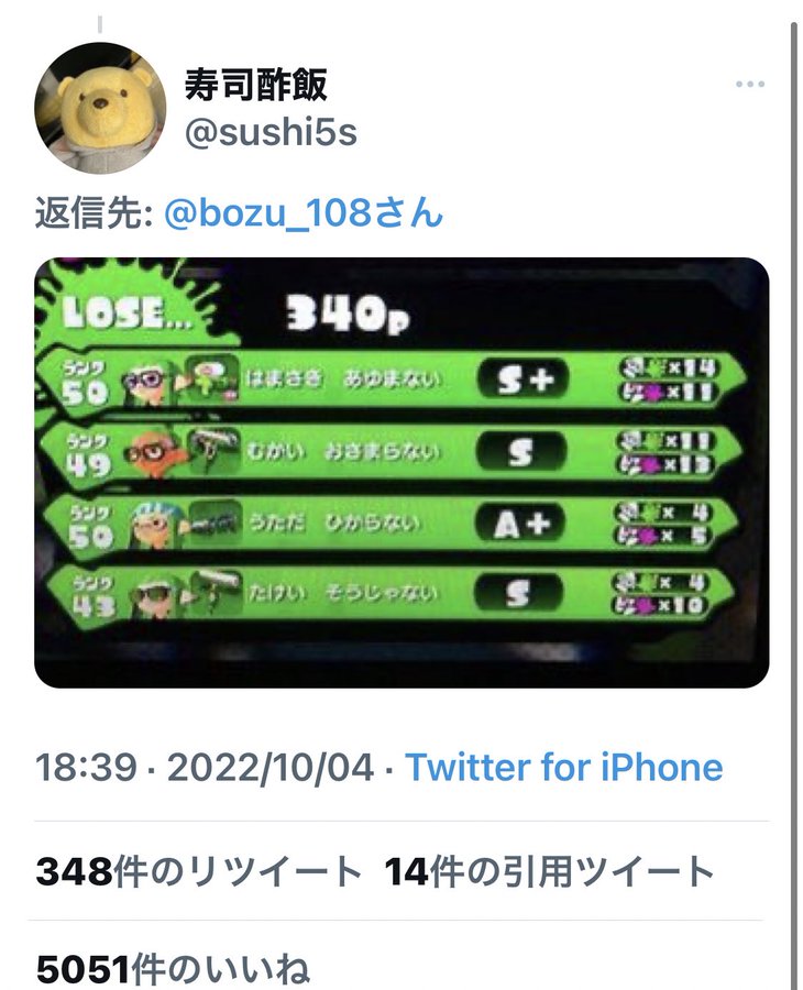 有名ツイッタラー主催 スプラの面白い名前選手権 結果発表ｗｗｗｗ スプラトゥーン3まとめ攻略ｰスプラログ