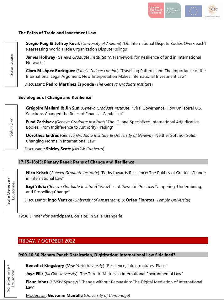 NicoKrisch's tweet photo. Excited to host, jointly with @ezgiyyildiz, a stellar cast of speakers at our conference on "Change and Resilience in International Law" just outside Geneva for the next few days. Part of our #PathsIL project @GVAGrad, made possible by @GVAGrad_GGC and @ERC_Research. https://t.co/mh1AHaXHlX