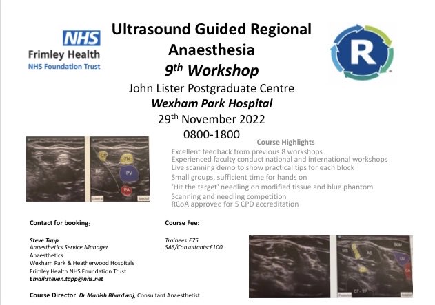 Alex Cumberworth (@bucksgasdoc) on Twitter photo Spaces still available at our regional anaesthesia training day, approved for 5 β¦<a href="/RCoANews/">Royal College of Anaesthetists</a>β© CPD points!
ποΈ 29 November
π Wexham Park Hospital
βοΈ steven.tapp@nhs.net
#blocktober
#nervember
β¦@Anaes_Traineesβ©
β¦<a href="/Assoc_Anaes/">Association of Anaesthetists</a>β©
β¦<a href="/RegionalAnaesUK/">RA-UK</a>β© Spaces still available at our regional anaesthesia training day, approved for 5 β¦<a href="/RCoANews/">Royal College of Anaesthetists</a>β© CPD points!
ποΈ 29 November
π Wexham Park Hospital
βοΈ steven.tapp@nhs.net
#blocktober
#nervember
β¦@Anaes_Traineesβ©
β¦<a href="/Assoc_Anaes/">Association of Anaesthetists</a>β©
β¦<a href="/RegionalAnaesUK/">RA-UK</a>β©