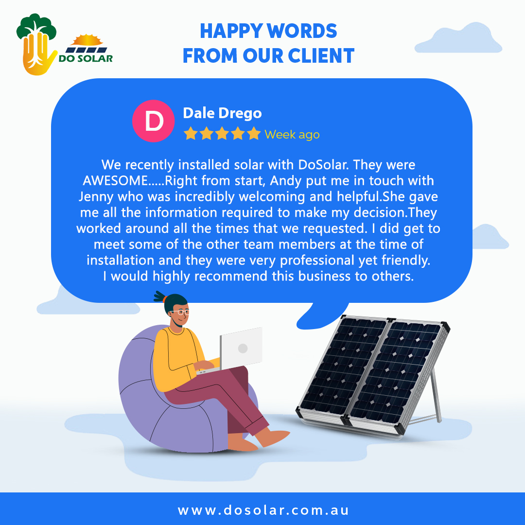 DosolarMelbourn's tweet photo. ✨ CLIENT TESTIMONIAL ✨
😊Thanks to Dale Drego for taking the time to leave us a review! 👍 and thank you for an awesome 5-star review.⭐️⭐️⭐️⭐️⭐️
.
.
Visit https://t.co/tSJk7HnfVy and request a free no-obligation consultation on the solar panel system.
.
Call us: 1300 845 262 https://t.co/qTadlZZEsH