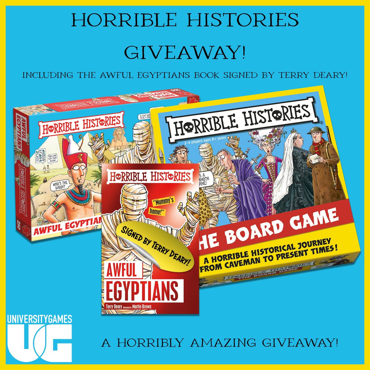 Horrible Histories Giveaway!
To be in with a chance of winning this Horrible Histories games and puzzles bundle inc a signed book by Terry Deary:
• RT &amp; Follow
• Comment: #HorribleHistoriesGiveaway 
Closes: 8pm 10/10/2022, UK only, Full Ts&amp;Cs on FB &amp; IG #Giveaway #win