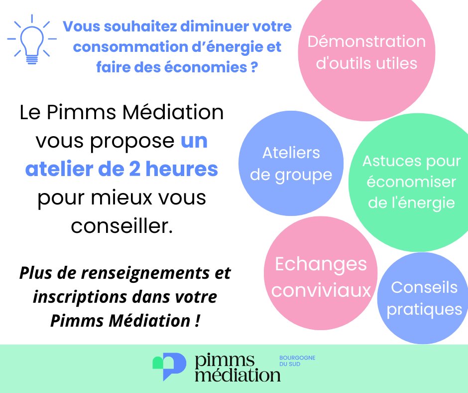 PimmsAmplepuis's tweet image. 💡 Le Pimms Médiation anime des ateliers économies d’énergie, d’une durée de 2 heures.* 

📌 Au programme :  

-Trucs et astuces utiles pour économiser de l’énergie 
-Conseils pratiques 
-Présentation d’outils... 

📝 Inscrivez-vous au sein de votre Pimms ! 

*dates à définir