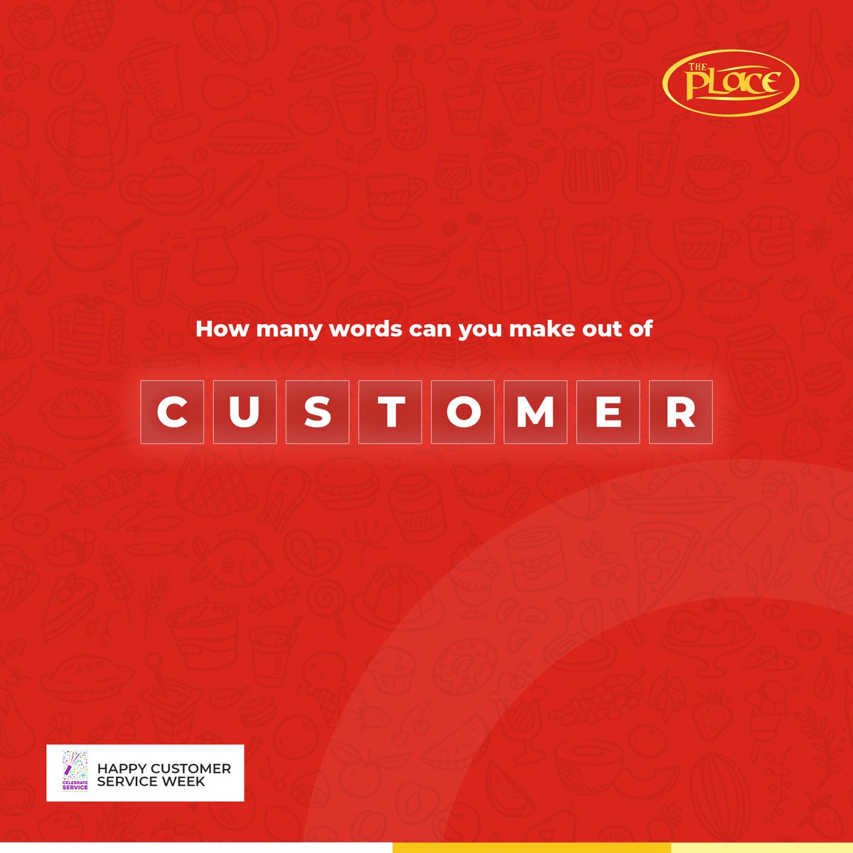 ThePlaceFoodNG's tweet photo. This should be fun π
#CustomerServiceWeek2022 #wordplay #Trivia
#ThePlaceToBe #ThePlaceRestaurant #ThePlaceFood #ThePlaceTrivia https://t.co/23CDdIBl4m