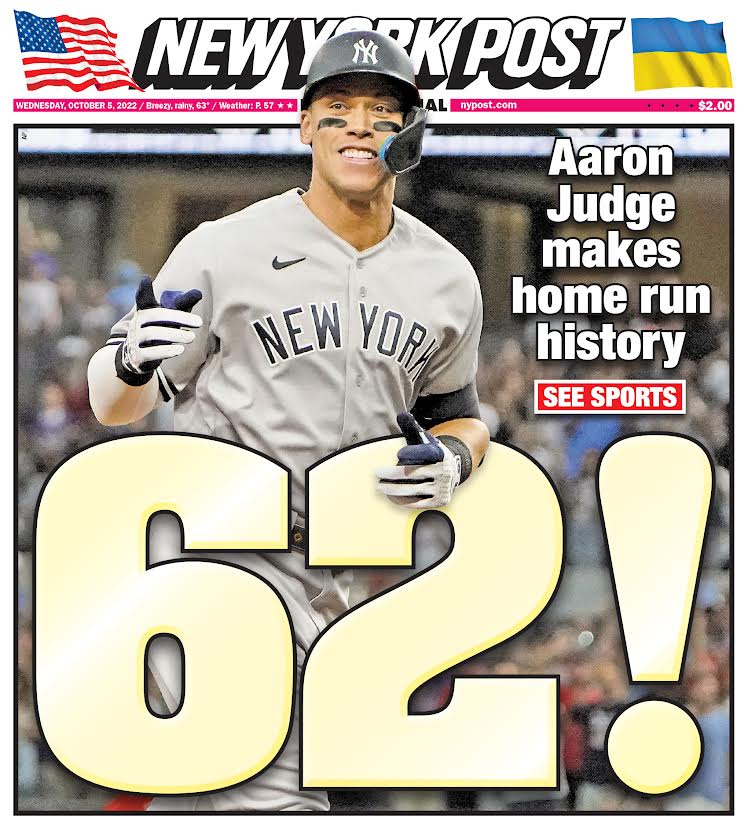 nypostsports's tweet image. The front page: 62!  trib.al/iAYv1Ec