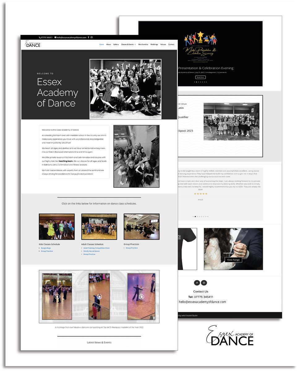 Refreshed homepage for Essex Academy of Dance