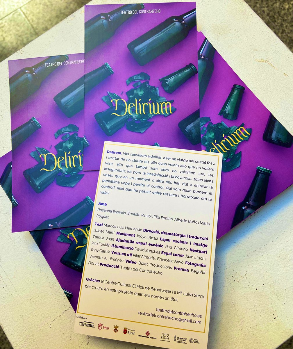 🟣 #Delirium 

📍 7 de octubre. Matinal 11’15h + Vesprada 20h. Auditori Molí de Vila de Quart de Poblet.
🎟 agendaculturalquart.com

📍 14 de octubre, 20.30h. Auditorio de Teulada.
🎟 Entrada libre. Aforo limitado.

<a href="/quartdepoblet/">Quart de Poblet</a> 
<a href="/CulturaQdP/">Quart és Cultura</a> 
<a href="/auditoriTM/">auditoriTM</a> 
<a href="/AytoTeulada/">Ajuntament Teulada</a>