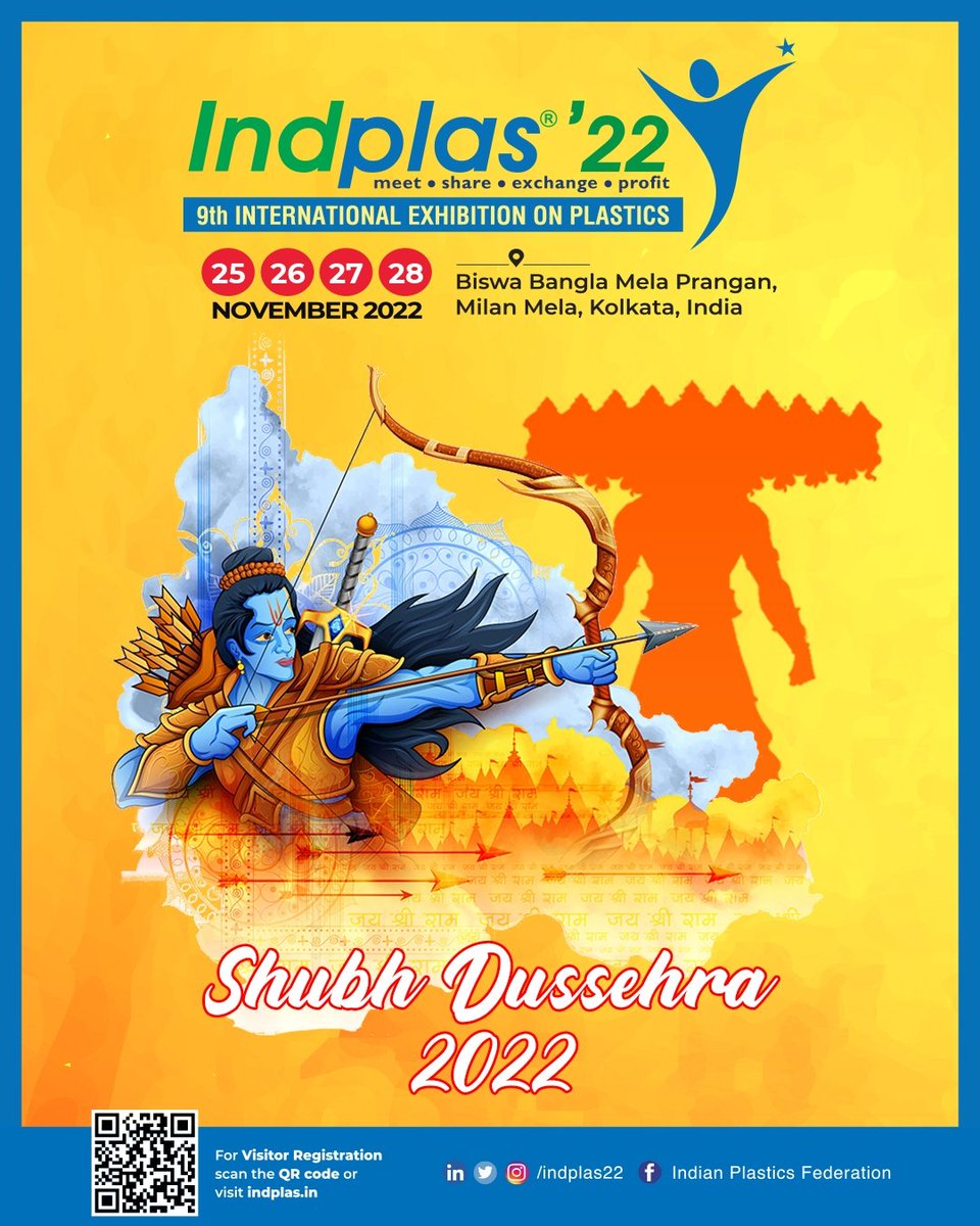 indplas22's tweet photo. May the evil around you be destroyed with the goodness within. Happy Dussehra!
.
.
#indplas2022 #durgapuja2022 #dussehra #dashami #plasticshowcase https://t.co/xXiIae5tUo