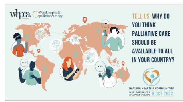 El proper dissabte dia 8 d'octubre és el dia mundial de les cures pal·liatives. Us convidem a compartir amb la societat la tasca que fem en forma de missatge, imatge, vídeo… amb el Hashtag #diamundialcurespalliatives2022 Animeu-vos!