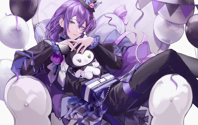 Love the Ensemble Stars !! Music x Sanrio characters event so much!Mayoi looks so stunning in his Kuromi outfit  .#EnsembleStarsMusic#EnstarsSanrio 
