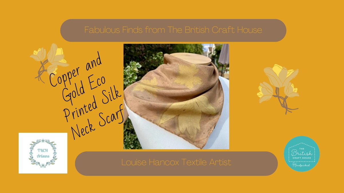 Hi there #UKGiftHour #UKGiftAM This week I’m going for gold with my #TBCHArtisans choices from @BritishCrafting 💫 How luxurious is this copper and gold eco printed silk scarf from @HancoxTextile The perfect finishing touch! thebritishcrafthouse.co.uk/product/copper… #ShopIndie #ShopOnTwitter